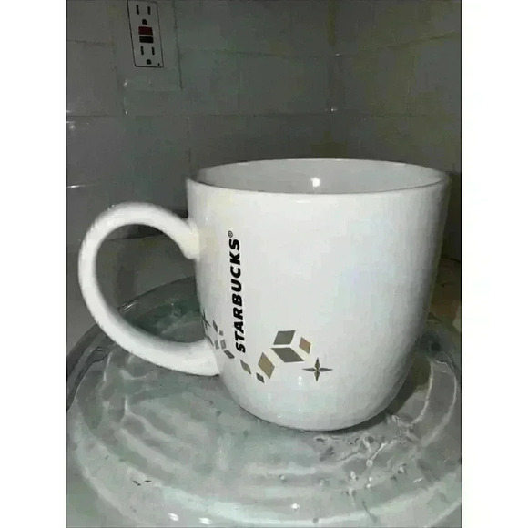 Starbucks Holiday Collection Gold Green Siren White Coffee Mug 2013 Christmas - Picture 5 of 11